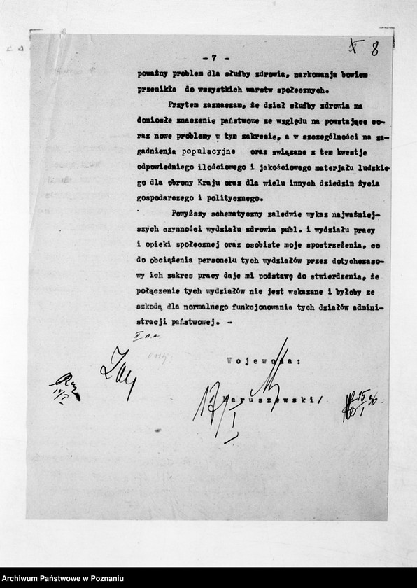 Obraz 11 z jednostki "Sprawy ogólne dotyczące organizacji Urzędu Wojewódzkiego, powiatowych władz administracji ogólnej i innych władz podległych"