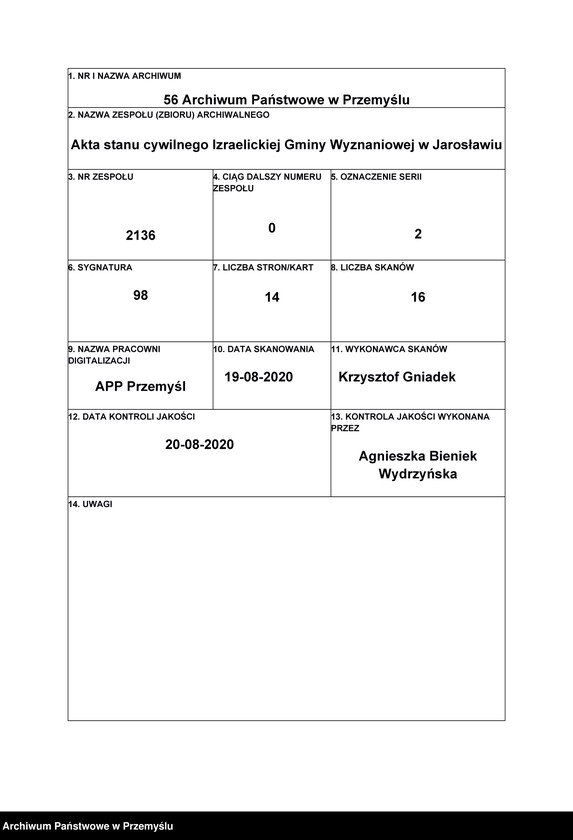 image.from.unit.number "Trauungsbuch des Isr.[aelitischen] Matriken-Bezirkes Jaroslau 1895"