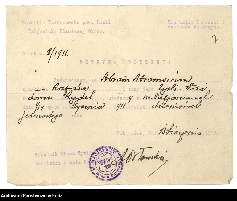 Obraz 9 z jednostki "Dokumenty do ksiąg ludności stałej Rudy Pabianickiej. Nazwiska na litery A-O"