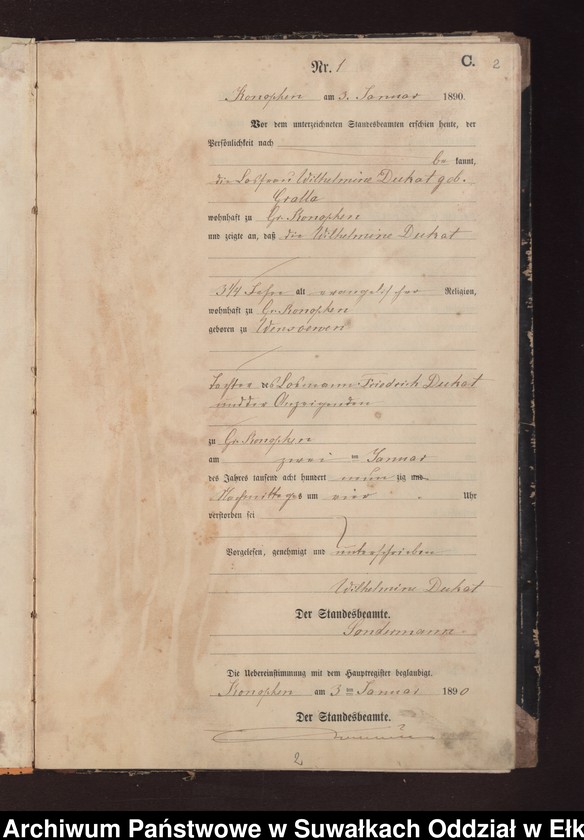image.from.unit.number "Sterbe-Neben-Register des Preussischen Standes-Amtes Gr. Konopken Kreis Loetzen"