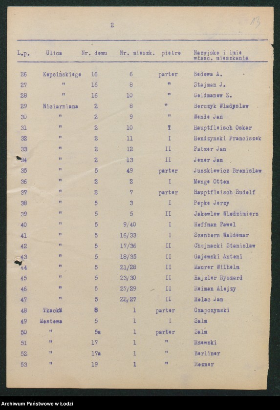 Obraz 15 z jednostki "[Akta IX Komisariatu Milicji Obywatelskiej - pokwitowania, spisy oddanej broni, spisy wolnych lokali, rowerów i motocykli]"