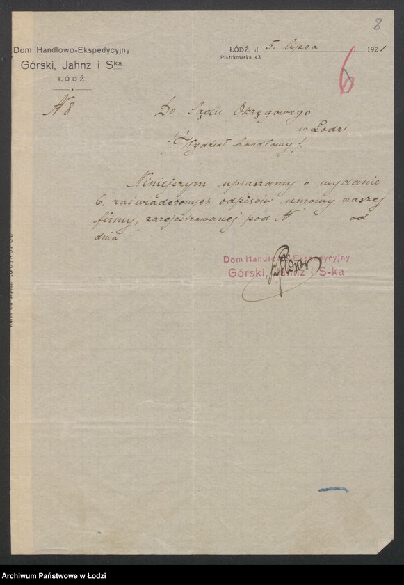 Obraz 10 z jednostki "Oskar Górski, Adolf Jahnz - Dom Handlowo-Ekspedycyjny, Górski, Jahnz i S-ka- Dom Handlowo-Ekspedycyjny"