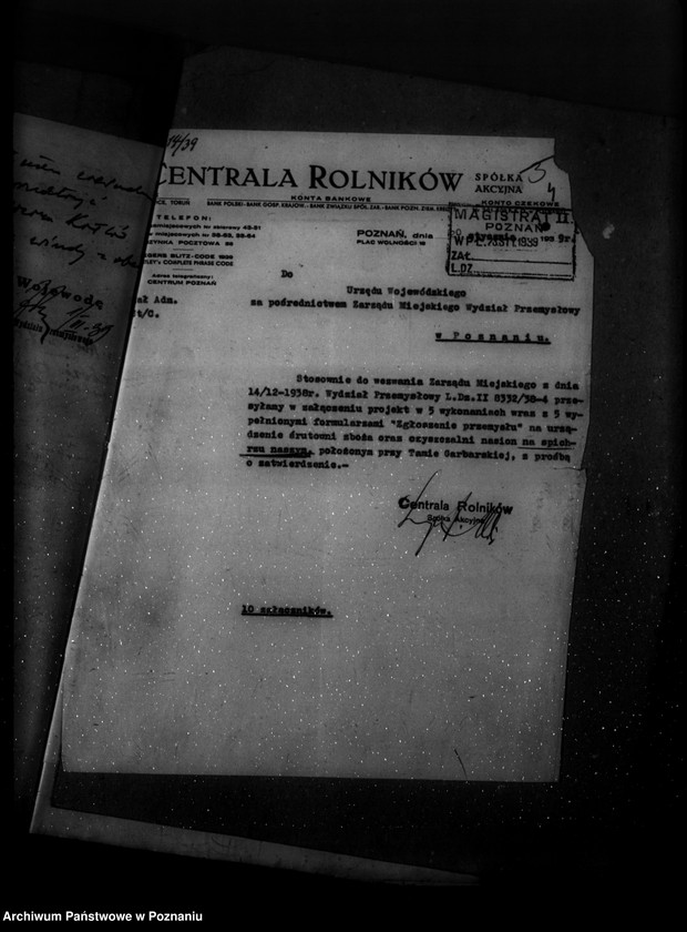 Obraz 9 z jednostki "Centrala rolników w Poznaniu Spółka Akcyjna Projekt urządzenia zakładu przemysłowego /śrutowni oraz czyszczalni zboża/"