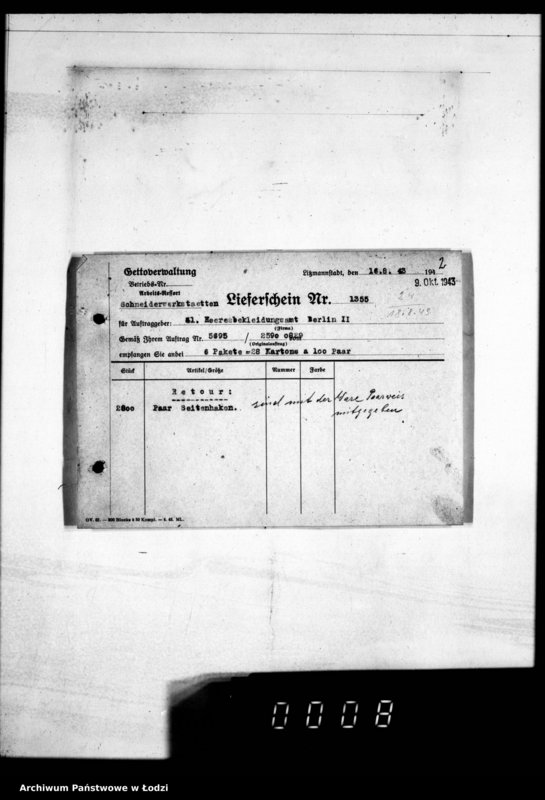 Obraz 6 z jednostki "[Dowody dostawy umundurowania dla] Heeresbekleidungsamt Berlin II"