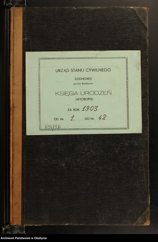 Obraz 2 z jednostki "Geburts-Neben-Register Nr 1 - 42"