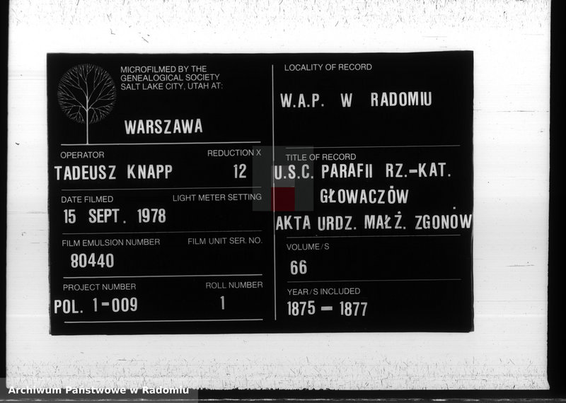 image.from.unit.number "[Duplikat akt urodzonych, zaślubionych i zmarłych parafii Głowaczów na 1876 r.]"