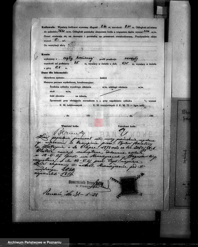 Obraz 9 z jednostki "Mleczarnia parowa w Jerce pow. kościański własność Otton Bermuth z Borowa nr woj. kotła 1816"