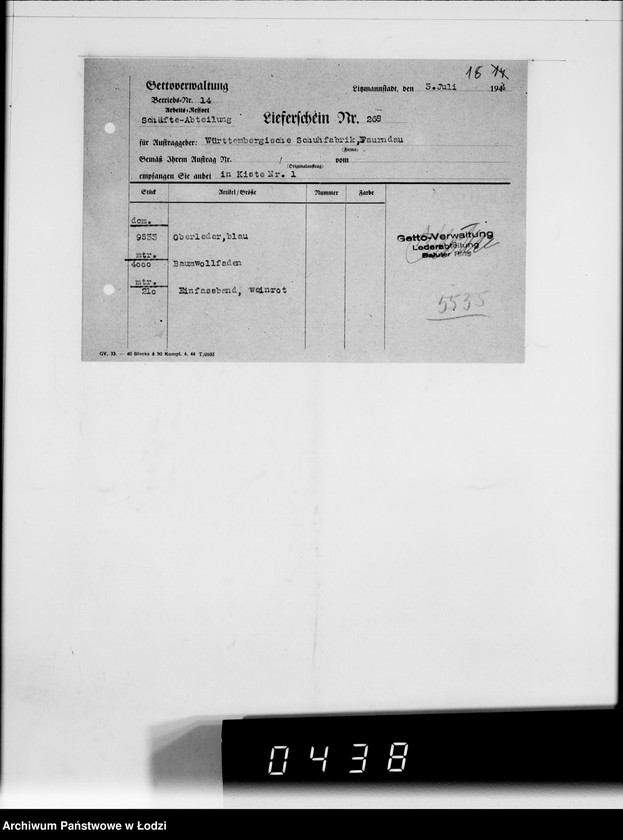 Obraz 20 z jednostki "Württembergische Schuhfabrik Faurndau G.m.b.H.Schriftwechsel"