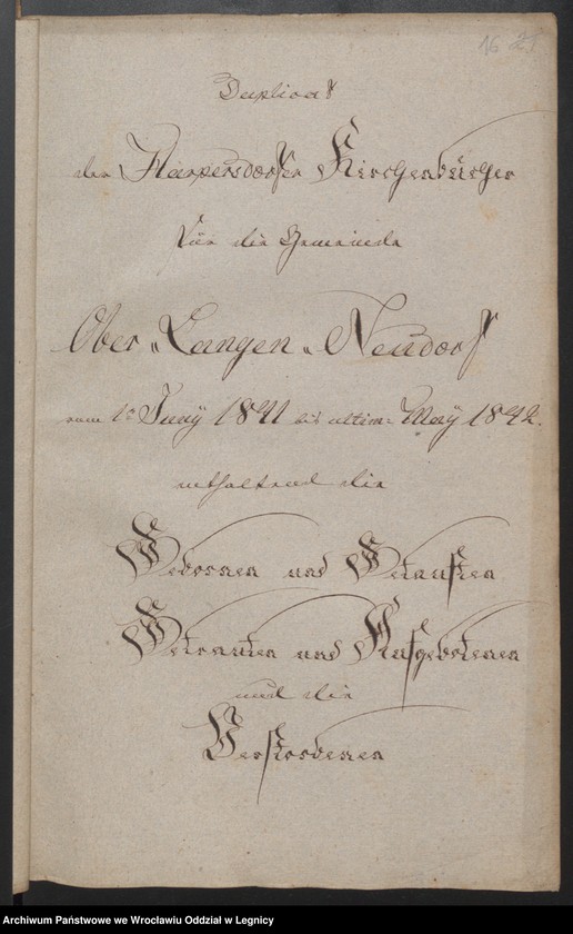 image.from.unit.number "Duplicat der Harpersdorfer Kirchenbücher von der Gemeinde Ober Harpersdorf Langen Neudorf"