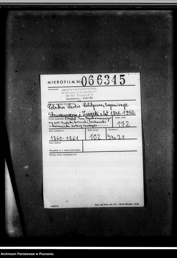 image.from.unit.number "Statut Towarzystwa Agronomicznego na powiaty: krobski, śremski, wschowski i kościański. Ustawy towarzystw rolniczych. Listy i składki członków. Korespondencja - sprawy bieżące."
