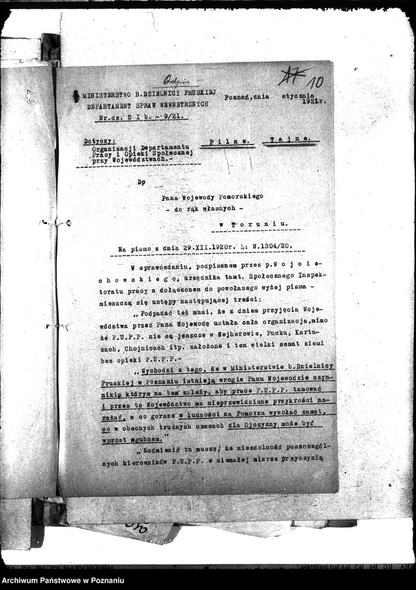 Obraz 14 z jednostki "Korespondencja w sprawach pośrednictwa pracy z wojew. pomorskim"