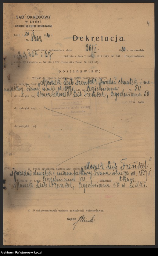 Obraz 6 z jednostki "Moszek Leib Frenkel- sprzedaż chustek i manufaktury"