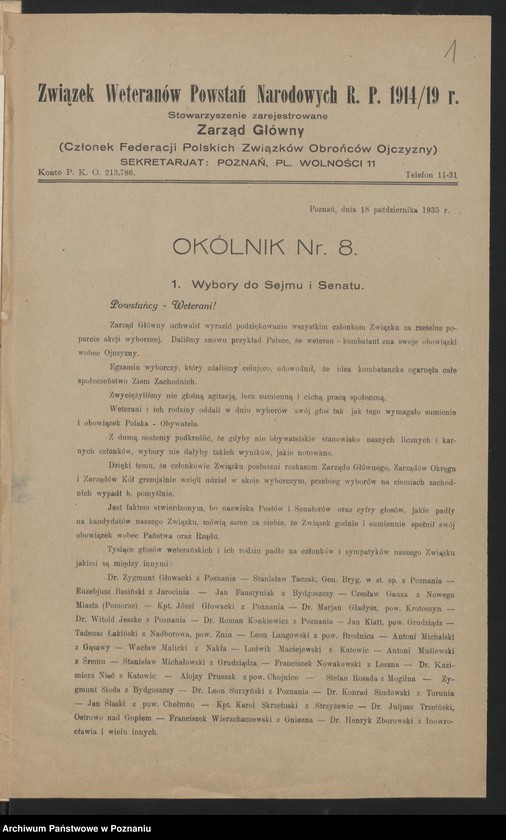 image.from.unit.number "Okólnik nr 8. Związku Weteranów Powstań Narodowych."
