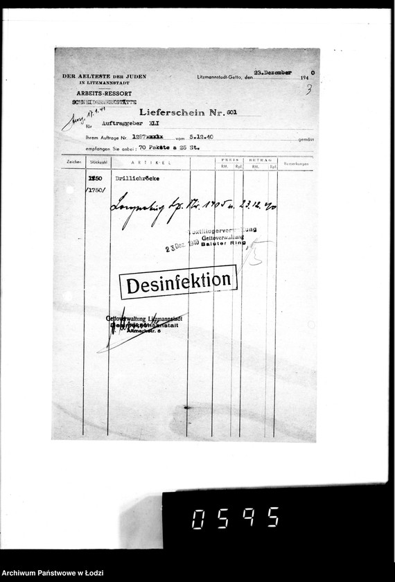 Obraz 7 z jednostki "[Dowody dostawy umundurowania dla intendentury wojskowej Berlin II]"