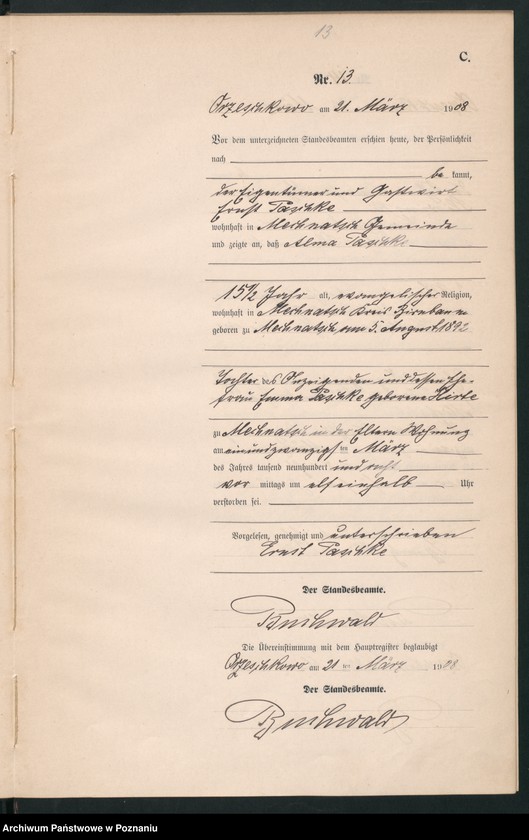 Obraz 16 z jednostki "Sterbe-Neben-Register"