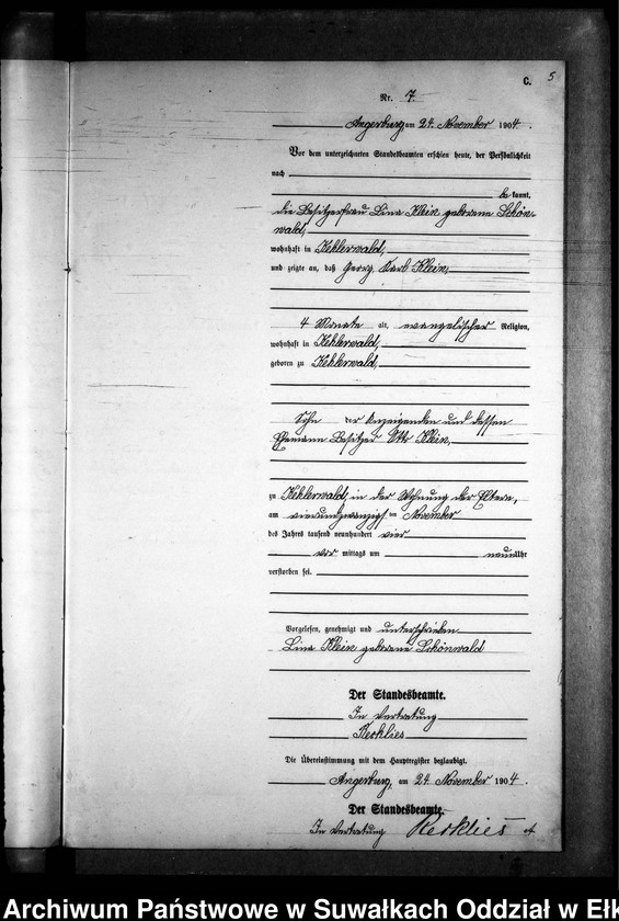 image.from.unit.number "Sterbe-Neben-Register des Preussischen Standes-Amtes Kehlen Kreis Angerburg"