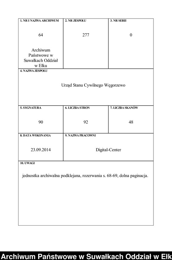 Obraz 1 z jednostki "Heirats-Neben-Register des Preussischen Standes-Amtes Angerburg Kreis Angerburg"