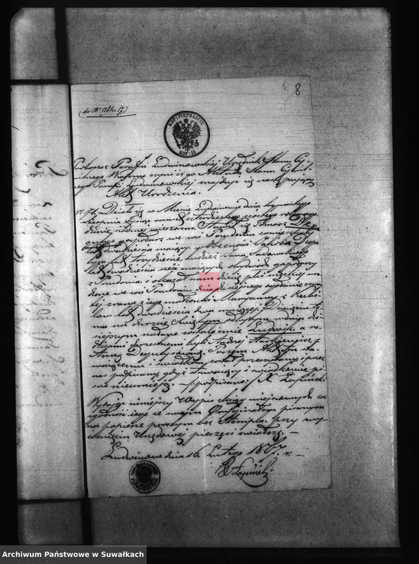 image.from.unit.number "Dowody do akt ślubnych Parafii Puńsk za r 1867"