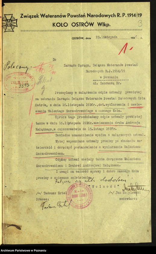 Obraz 7 z jednostki "Koło Ostrów akta sądu honorowego sprawie Walenty Szczodrowski i Andrzej Kałużny."