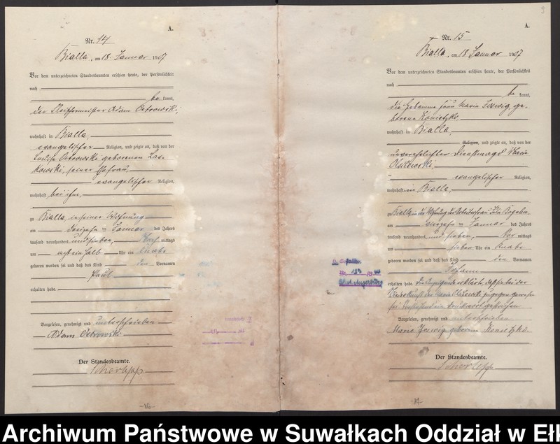 image.from.unit.number "[Geburts-Haupt-Register des Königlichen Preussischen Standes-Amtes Bialla Kreis Johannisburg]"