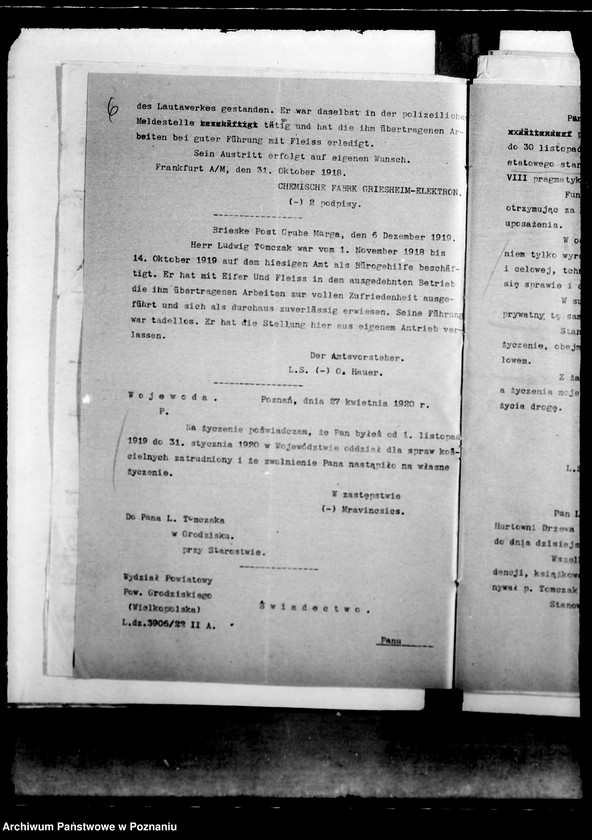 Obraz 9 z jednostki "Stosunki osobiste Ludwika Tomczaka burmistrza miasta Wielichowa"