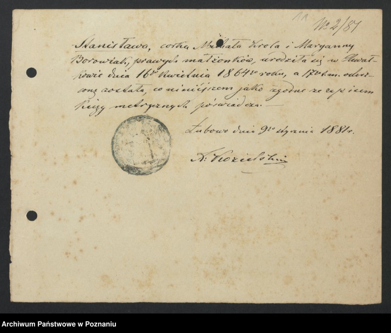 image.from.unit.number "Acta betreffend die Sammel Akten für die von den verlobten beizubringenden Urkunden und Konsenserklärungen, für die Aufgebotscheinigungen und Dispensation [...] von 1881 bis 1884"