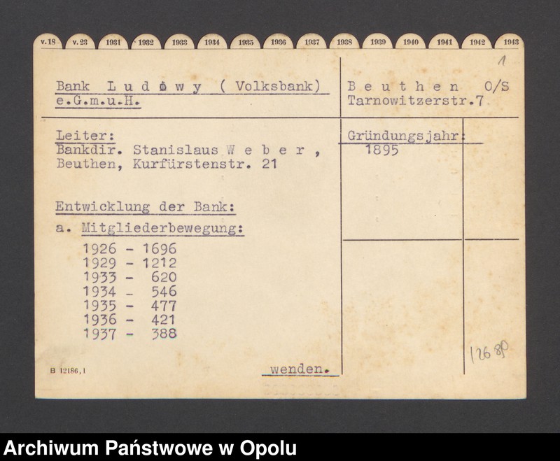 Obraz 3 z jednostki "Bank Ludowy (Volksbank) e.G.m.u.H. - Beuthen O/S"