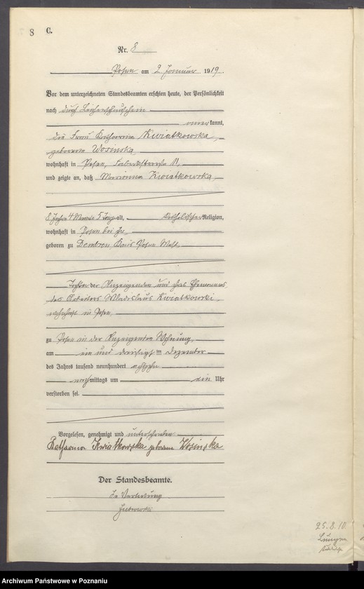 Obraz 10 z jednostki "Księga miejscowa zgonów tom I [Rejestr główny zgonów]"