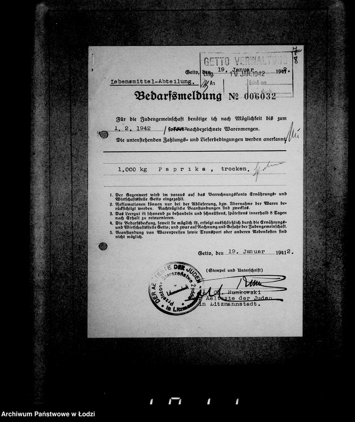 Obraz 12 z jednostki "Aufträge [Lieferscheinen und Rechnungen] 12481-12530 Lebensmitteleinkauf 5/Mü [Dostawa artykułów pierwszej potrzeby do Getta]."