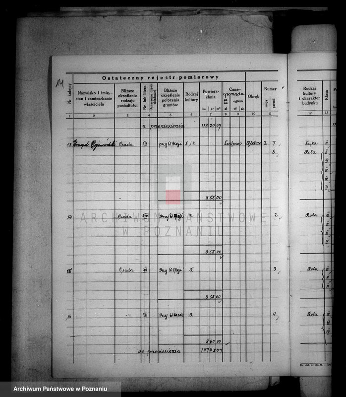 Obraz 20 z jednostki "Ostateczny rejestr pomiarowy majątku Łobżenice powiatu wyrzyskiego"