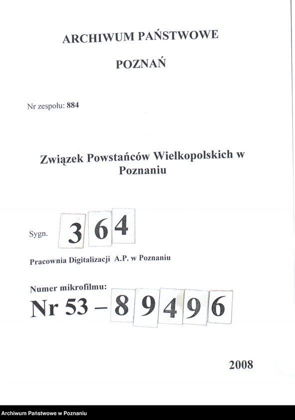 Obraz 1 z jednostki "Wykaz literatury związanej z powstaniem wielkopolskim - sporządzony przez Niemców."
