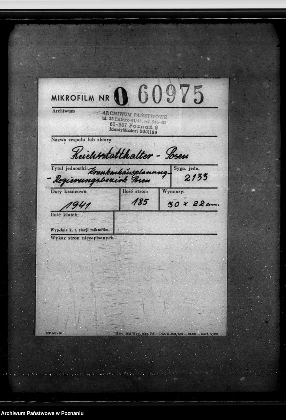 Obraz 2 z jednostki "Krankenhausplanung - Regierungsbezirk Posen"