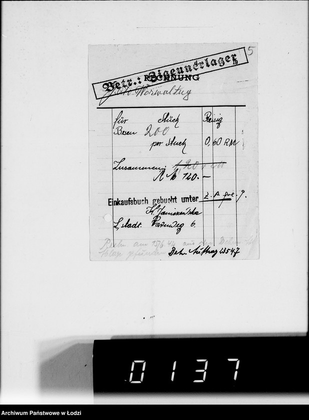 Obraz 9 z jednostki "Diverse I-M.Rechnungen [za dostawy towarów dla Getta]"