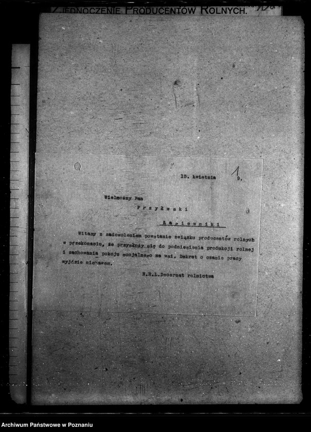 Obraz 5 z jednostki "Sprawy szczegółowo-administracyjne Zjednoczenie Producentów Rolnych"