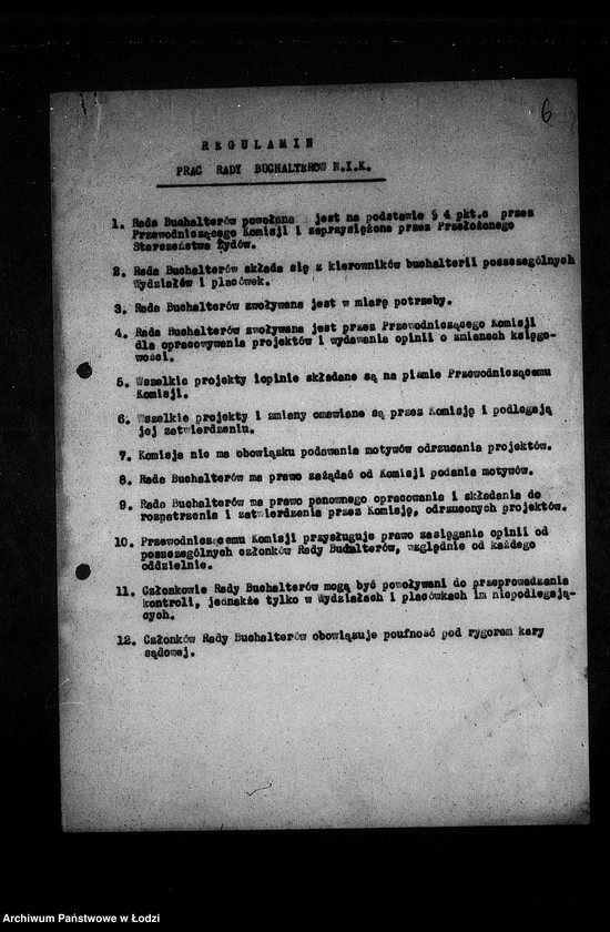 Obraz 9 z jednostki "[Instrukcje kontrolne, regulaminy Najwyższej Izby Kontroli, protokoły posiedzeń, spisy pracowników, listy obecności]"