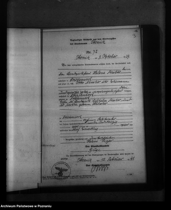 Obraz 7 z jednostki "Kreis Obornik (Oborniki). Wykazy miejscowych Niemców, którzy zginęli w 1939 roku"