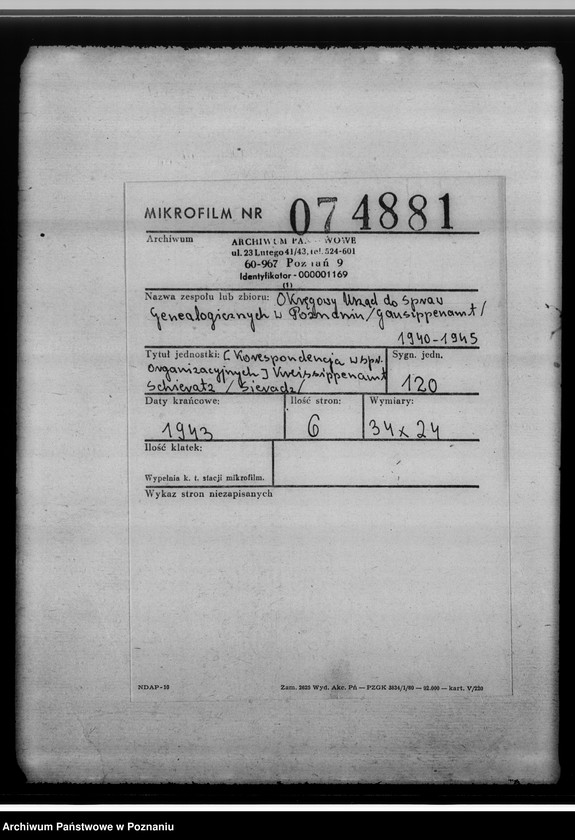 Obraz 2 z jednostki "[Korespondencja w sprawach organizacyjnych], Kreissippenamt Schieratz [Sieradz]"