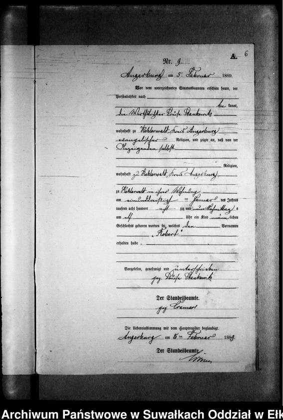 image.from.unit.number "Geburts-Neben-Register des Preussischen Standes-Amtes Kehlen Kreis Angerburg"