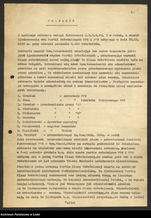 Obraz 6 z jednostki "Państwowe Zakłady Przemysłu Bawełnianego nr 3; protokoły z narad wytwórczych, raporty dzienne z wykonania produkcji"