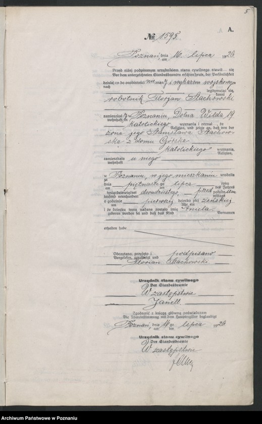 Obraz 7 z jednostki "Księga urodzeń odpis tom V [Rejestr poboczny urodzeń]"