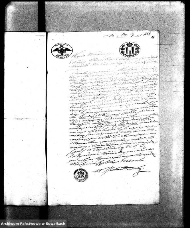 image.from.unit.number "Dowody do Aktów Małżeństw Parafij Ewangelickiej Wiżayny za rok 1852."