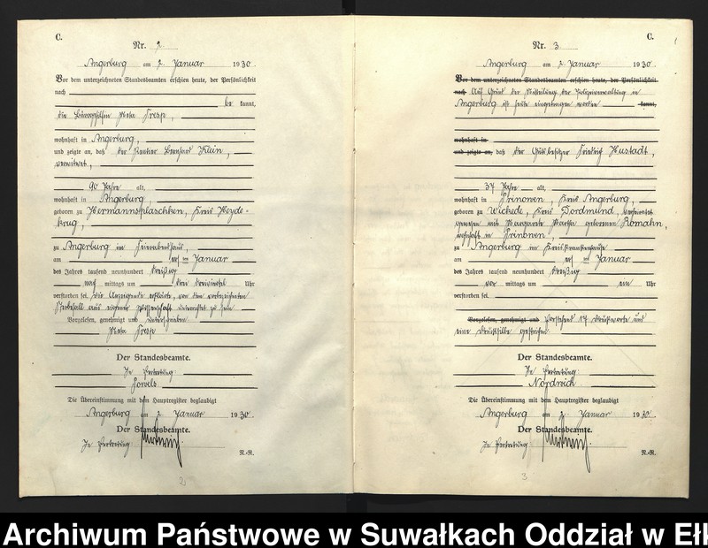 image.from.unit.number "C2. Sterbe - Register (Neben - Register) Standesamt Angerburg Ostpr. einschl. der Standesamtsbezirk Gross Strengeln, Kehlen und Prinowen"