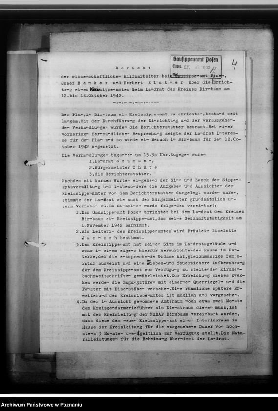 Obraz 8 z jednostki "[Korespondencja w sprawach organizacyjnych, sprawozdanie z działalności], Kreissippenamt Birnbaum [Międzychód]"
