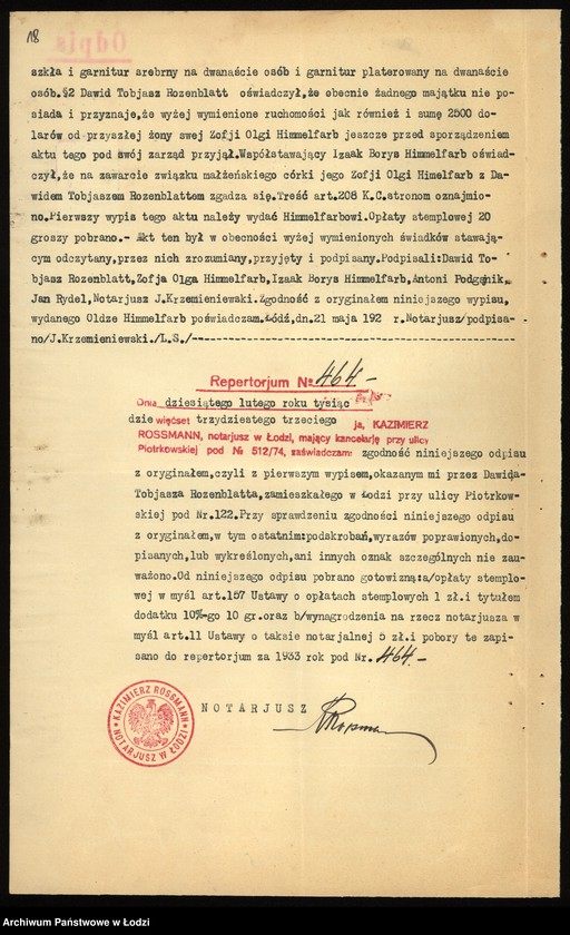 Obraz 20 z jednostki "Boris Izak Himmelfarb – agentury i zastępstwa"