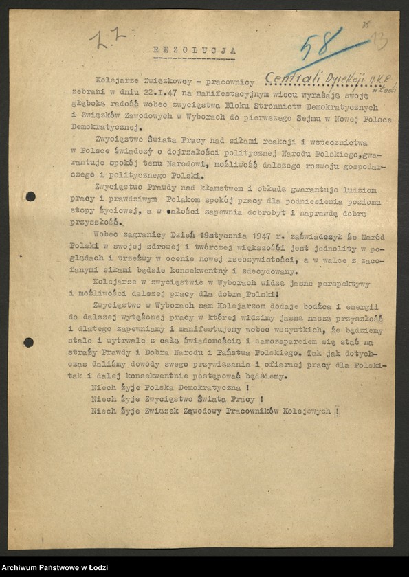 Obraz 14 z jednostki "Związek Zawodowy Pracowników Kolejowych; raporty, zobowiązania, [biuletyny związkowe]"