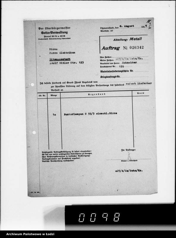Obraz 10 z jednostki "Aufträge Metall-Abteilung v.26101-26343"