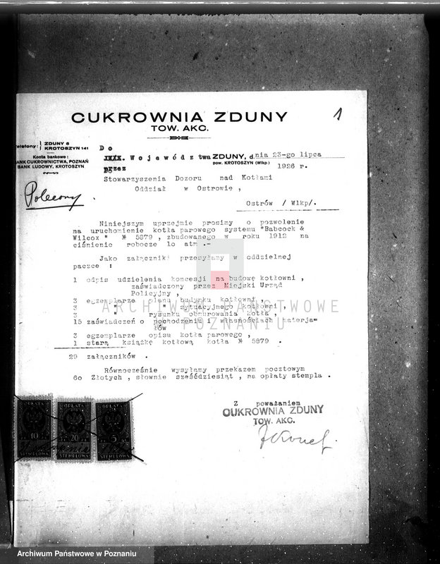 Obraz 5 z jednostki "Cukrownia w Zdunach pow. krotoszyński nr woj. kotła 4977"