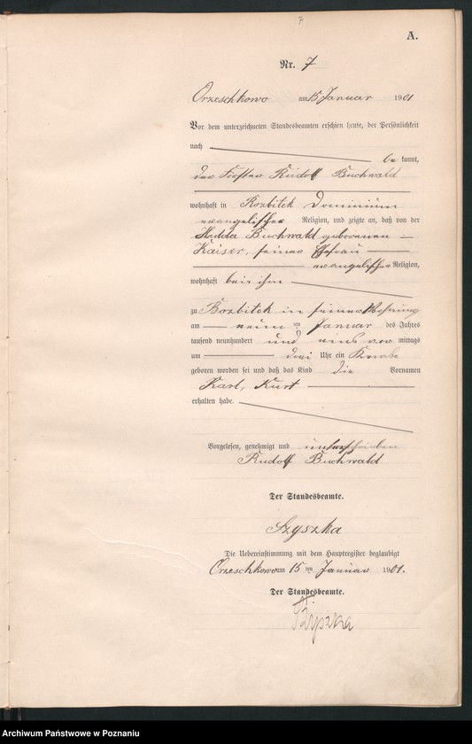 Obraz 10 z jednostki "Geburts-Neben-Register"