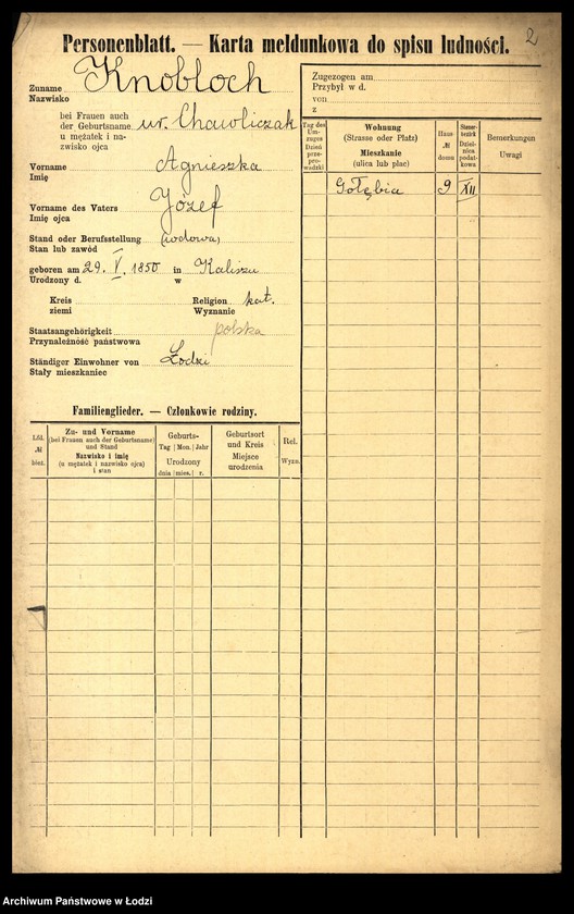 Obraz 4 z jednostki "[Spis ludności Łodzi] Knobloch - Kobyłecki"