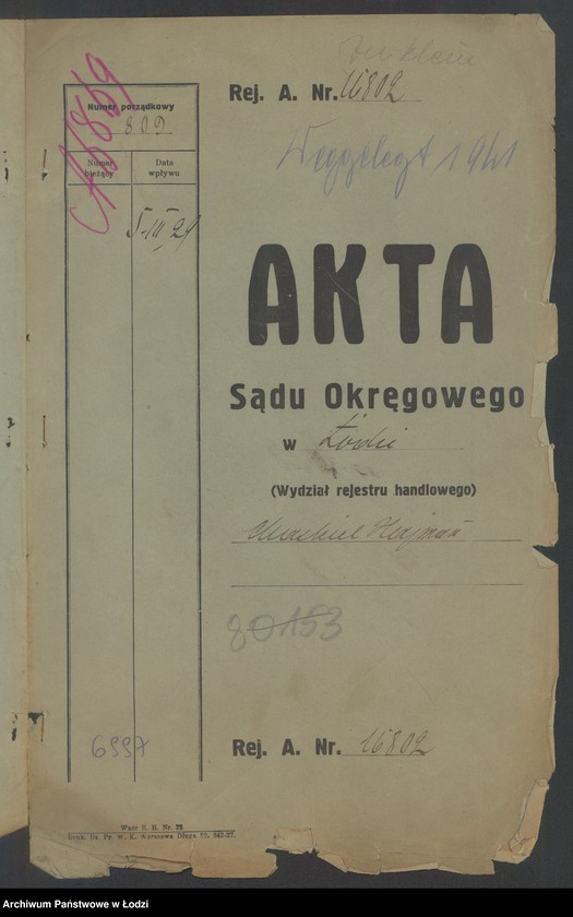 Obraz 2 z jednostki "Chaskiel Hajman- tkalnia mechaniczna"